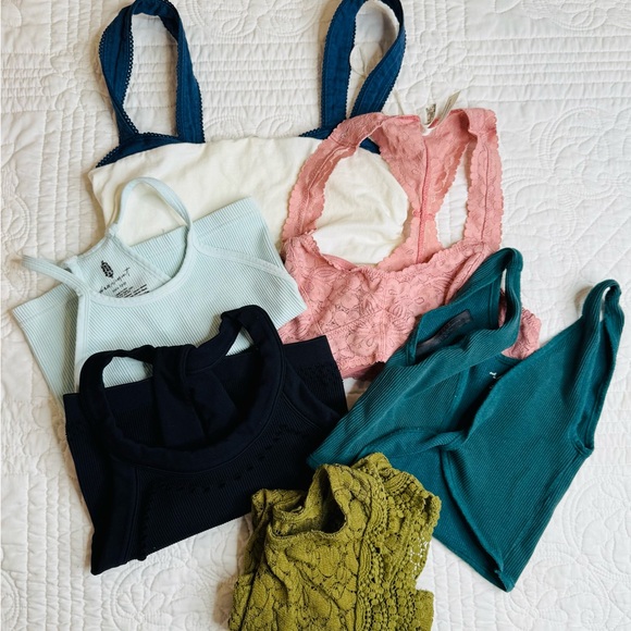 Lot of 6 Free People Tank Tops, Camis, Bralettes, Crop Tops Women’s XS/Small - Picture 1 of 13